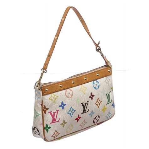 louis vuitton monogram pochette bag 'white multicolor'|louis vuitton multicolor monogram wallet.